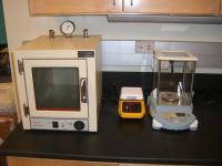 Vacuum oven, hot plate and microbalance.
