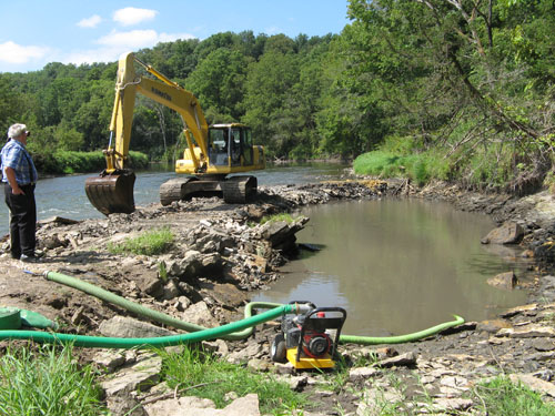 Preparing to excavate the Winnishiek Lagerstätte, Decorah, northeast Iowa.